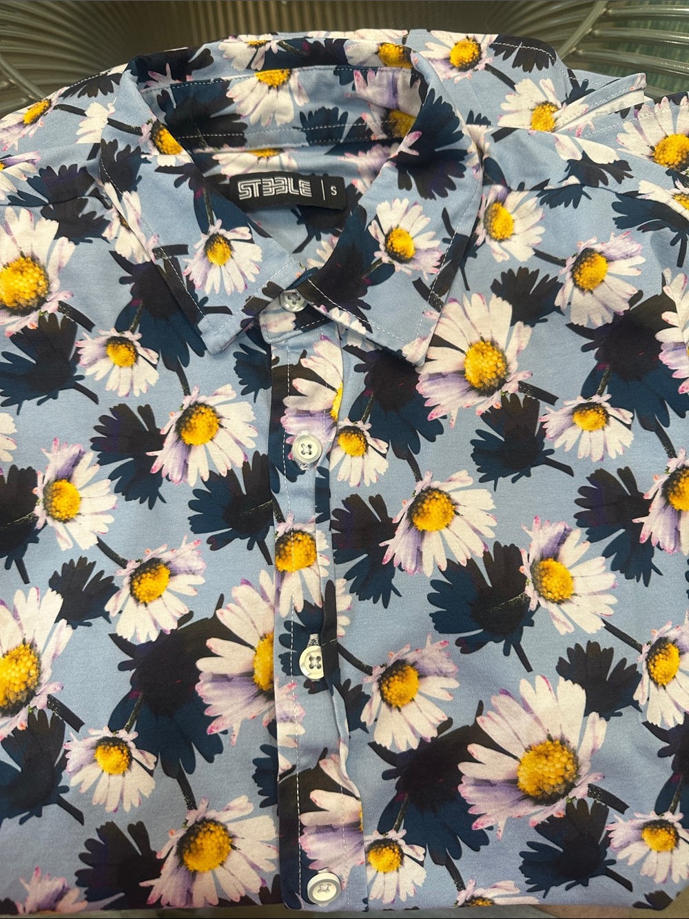 ST3ELE Men's Light Blue Floral size small Shirt